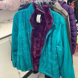 The North Face Teal and Purple Puffer Jacket